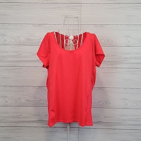 Jessica Simpson partial mesh pullover top - Orange red Women's Size 1X - Picture 1 of 11